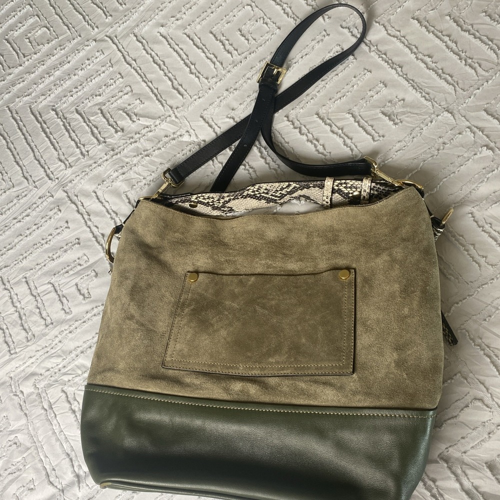 Elisabetta Yang Suede Leather Green Shoulder Bag